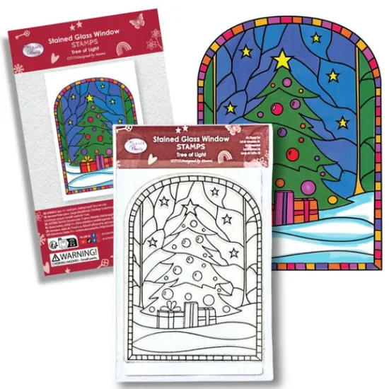 Craft Buddy "Tree of Light” Stained Glass A6 Stamp Set Best