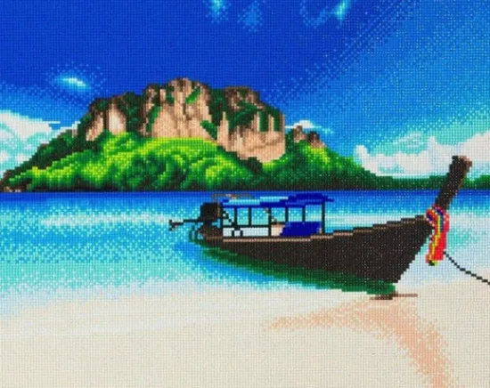 Craft Buddy "Tropical Beach Boat" Crystal Art Canvas Kit 40x50cm Fashion