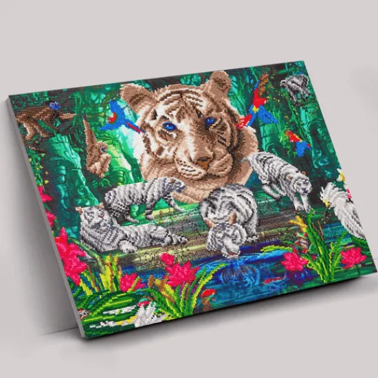 Craft Buddy "White Tiger Temple" Crystal Art Canvas Kit 40x50cm Outlet
