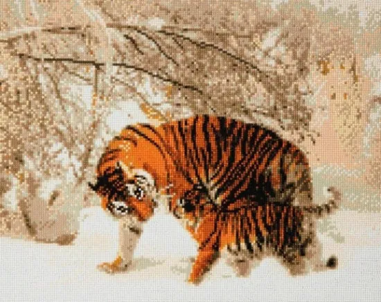 Craft Buddy "Winter Tigers" Crystal Art Canvas Kit 40x50cm Outlet