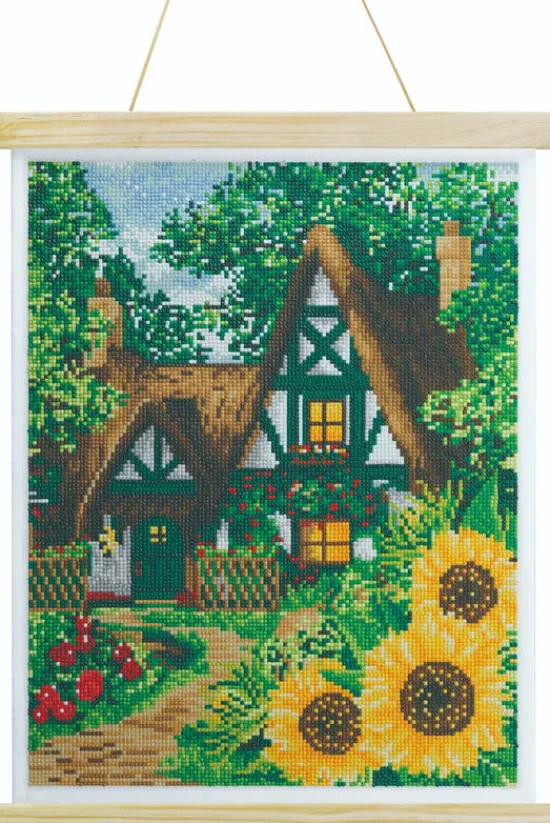 Craft Buddy "Woodland Thatch" Crystal Art Scroll Kit 35x45cm New